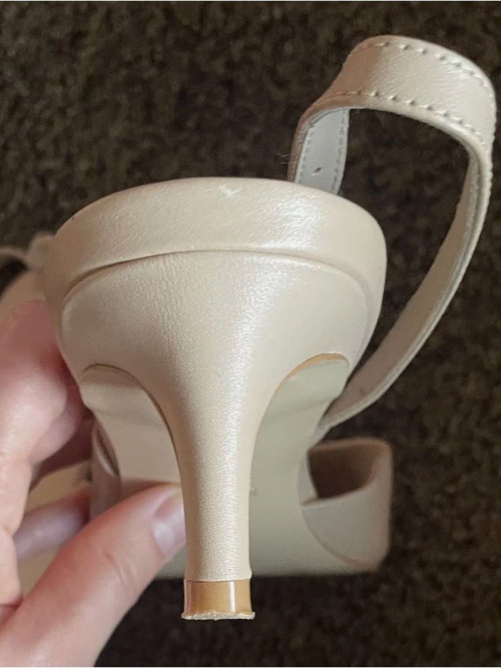 Stuart Weitzman Nude Leather Slingback Kitten Heels US 8.5 - Picture 4 of 5